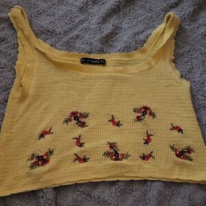 Yellow Embroidered Women's Top